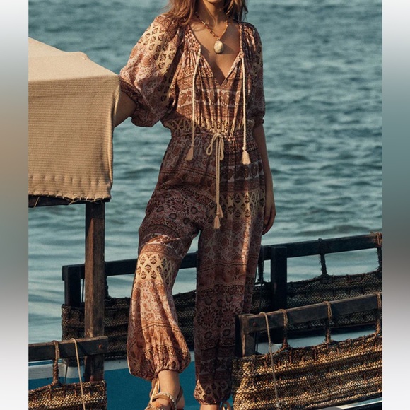 Spell Pants - NWT Spell Oversized 💯Organic Cotton Lover’s Beach Jumpsuit in Mauve size xxs